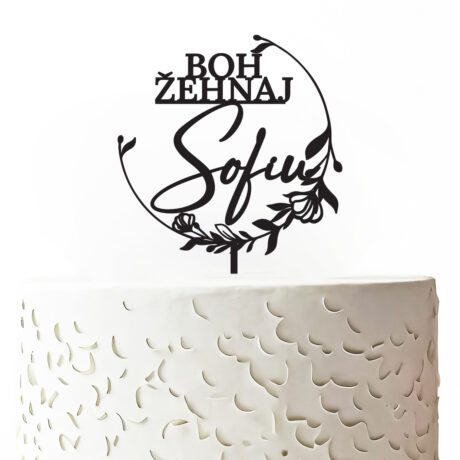 Personalizovaný zápich na tortu - Boh žehnaj - meno 1