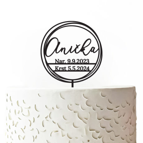 Personalizovaný zápich na tortu - Krst - meno 3