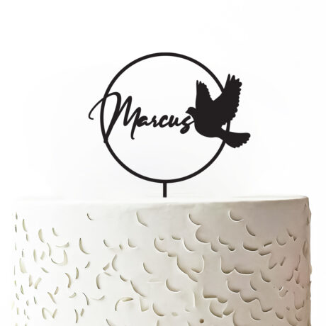Personalizovaný zápich na tortu - Meno s holubicou